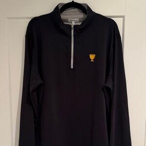Peter Millar Black  Quarter-Zip Pullover with President Cup logo